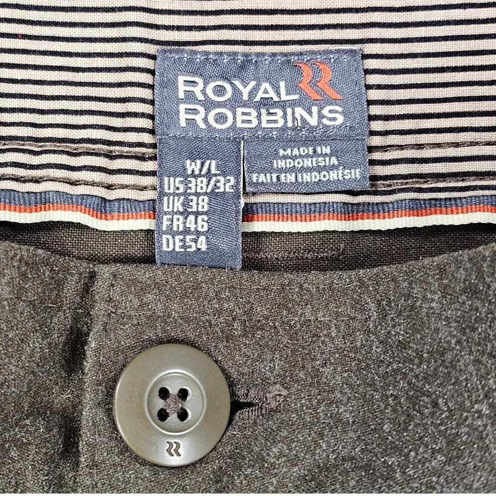 Royal Robbins Mens Pants Size 37x31 Brown Stretch Hiking Outdoor Travel Chino